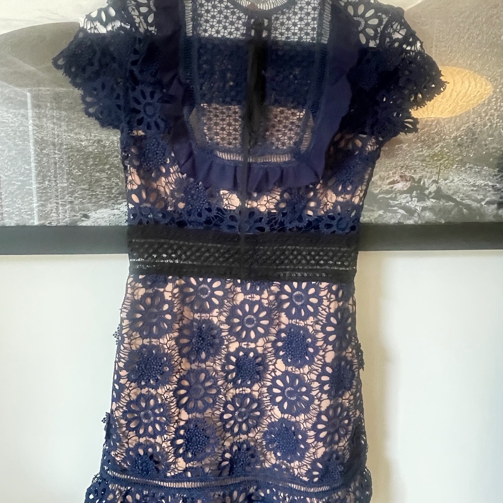 Self-Portrait Navy Lace cocktail dress